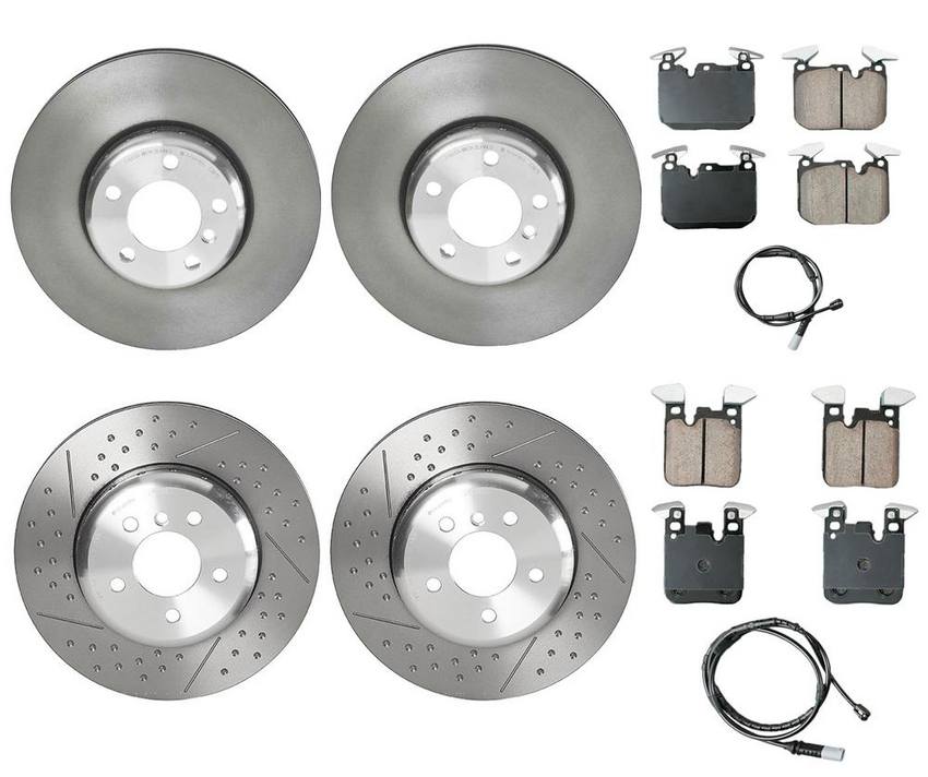 BMW Disc Brake Pad and Rotor Kit - Front and Rear (340mm/345mm) (Ceramic) (EURO) 34218099354 - Akebono Euro Ultra-Premium 4122673KIT